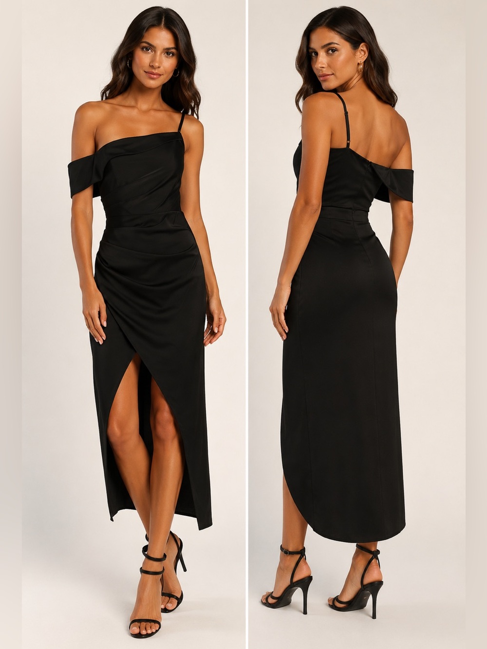Showing Off a Little Black Asymmetrical Tulip Midi Dress NWT Size M (Runs Small)